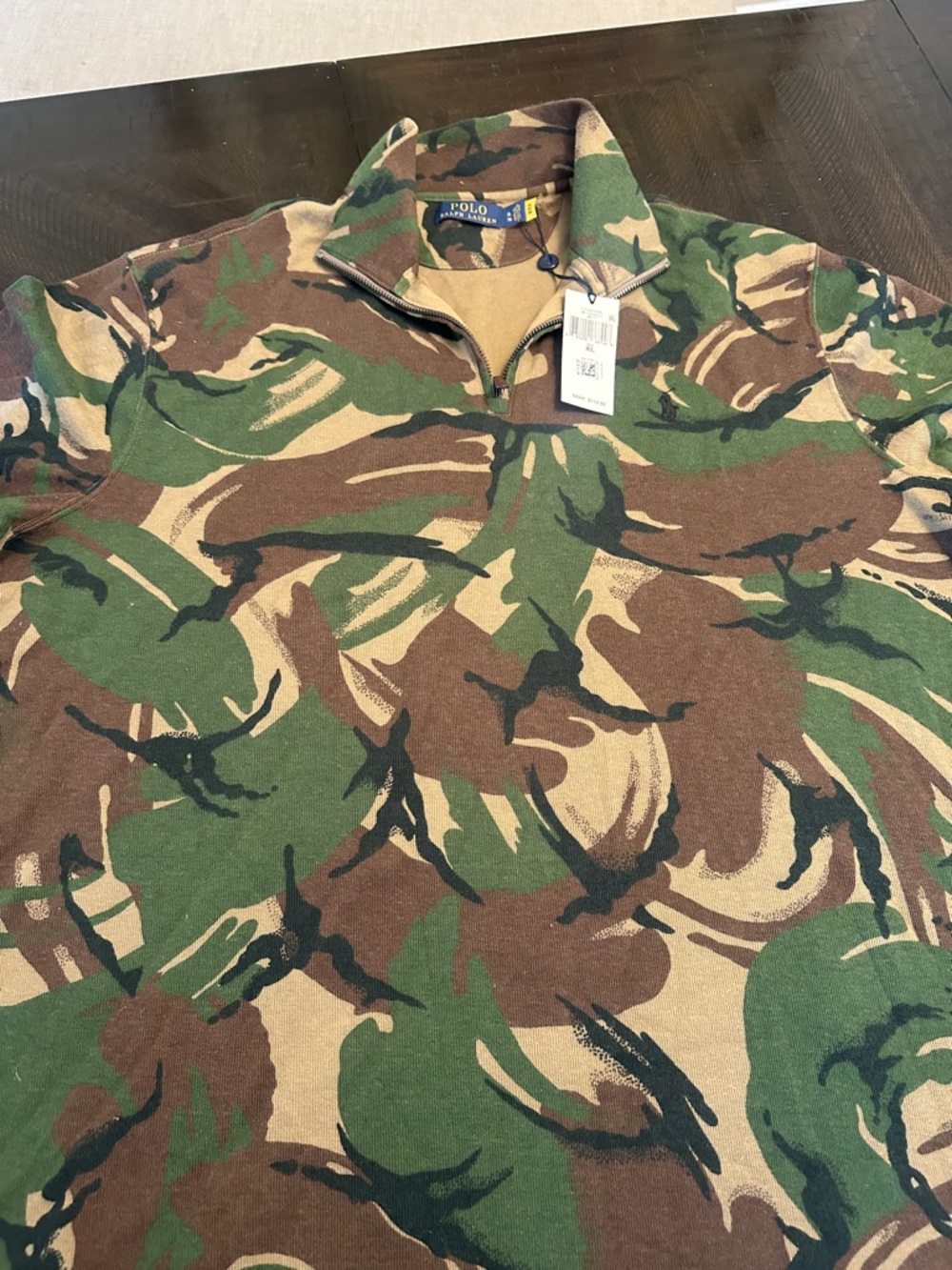 Polo by Ralph Lauren Men’s Camo Quarter-Zip in Green/Brown/Tan